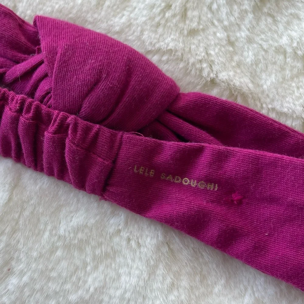 Lele Sadoughi Magenta Face Mask and Headband Set